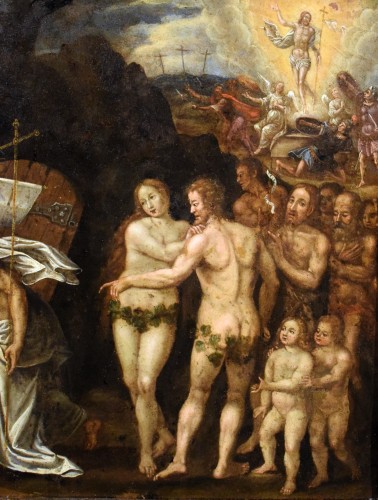 Résurrection et descente aux enfers, école Flamande fin XVIe siècle - Romano Ischia